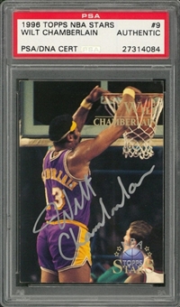 1996/97 Topps "NBA Stars" #9 Wilt Chamberlain Signed Card – PSA/DNA Authentic